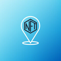 Line NFT Digital crypto art icon isolated on blue background. Non fungible token. Colorful outline concept. Vector - obrazy, fototapety, plakaty