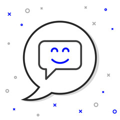 Line Smile face icon isolated on white background. Smiling emoticon. Happy smiley chat symbol. Colorful outline concept. Vector