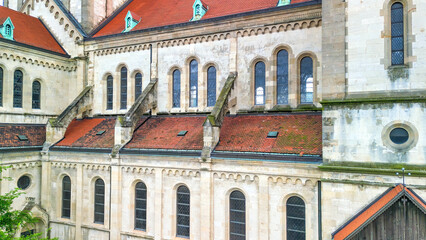 Aerial view of St Francis Church exterior in Vienna, Austria