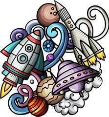 Outer Space detailed cartoon illustration