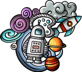 Outer Space detailed cartoon illustration