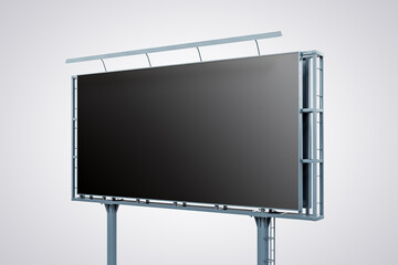 Obraz premium Blank black billboard isolated on white background, perspective view. Mockup, 3D Rendering