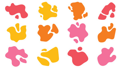 Set of splash icons isolated on white background. Uneven shapes. Cute smears, creative blots, spatters.