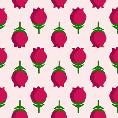 Floral coral botanical texture pattern with rose and leaves. Seamless pattern can be used for wallpaper, pattern fills, web page background, surface textures.

