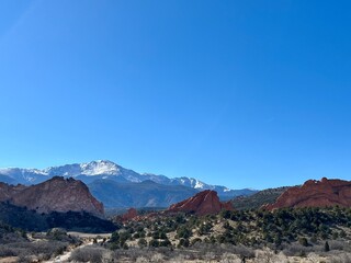 pikes peak mountain landscape with sky and clouds