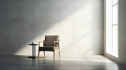 a single elegant chair in a minimalist setting, generative ai