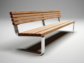 simple minimalist park bench with clean lines, generative ai