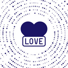 Blue Heart icon isolated on white background. Romantic symbol linked, join, passion and wedding. Happy Valentines day. Abstract circle random dots. Vector
