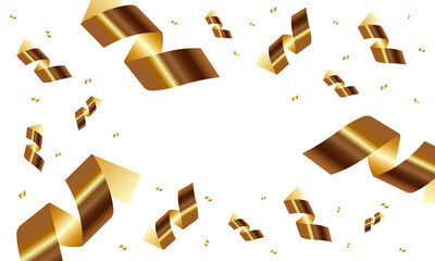Shiny golden confetti banner isolated on transparent background