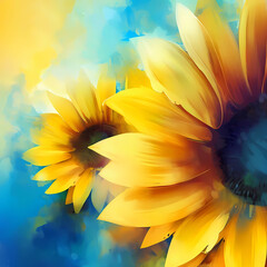 Abstract sunflower. Generative AI.