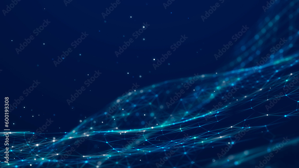 Poster Digital technology background. Network connection dots and lines. Futuristic background for presentation design. 3d