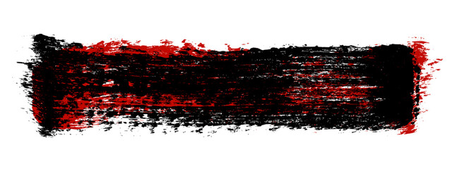 Black and red brush stroke ink isolated on white. Panoramic background. Wide horizontal long banner. Grunge design element. Vector illustration, Eps 10.