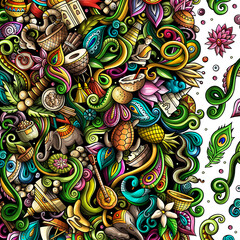 India detailed cartoon border illustration