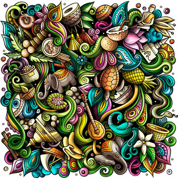 India detailed cartoon illustration