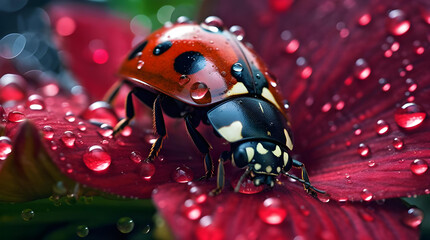 Ladybird on a red flower