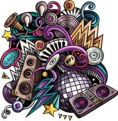 Disco Music detailed cartoon illustration