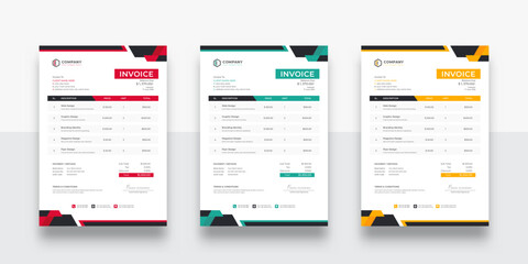 Modern and creative business invoice template. creative invoice Template Paper Sheet Include Accounting, Price, Tax, and Quantity.