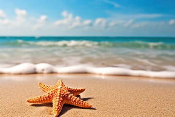 Fototapeta na wymiar starfish and shells on the beach, generative ai