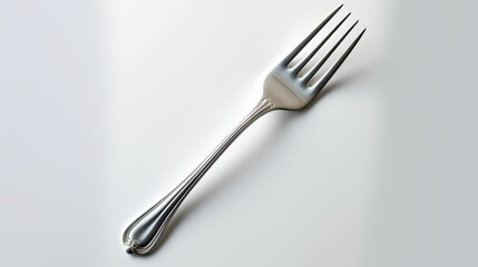 a single elegant fork isolated on a clean white background, generative ai