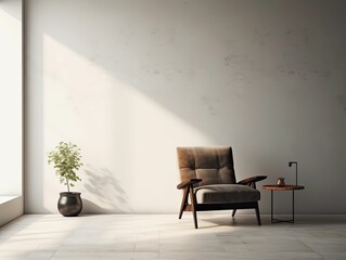 a single chair in a minimalist living space, generative ai