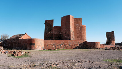 Dashtadem Fortress on sunny summer day. Dashtadem, Aragatsotn Province, Armenia.