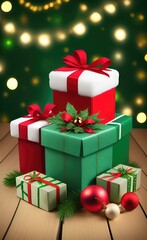Obraz premium christmas gift boxes created with Generative AI technology