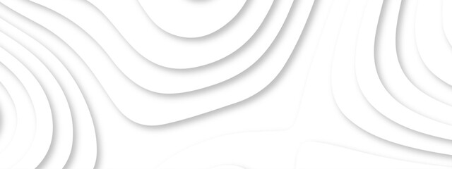 Abstract wavy line 3d paper cut white background. Topographic canyon geometric map relief texture with curved layers and shadow. Abstract realistic papercut decoration textured with wavy layers