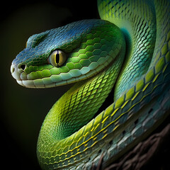 Obraz premium Green Snake. Generative AI