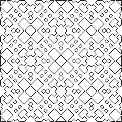 Geometric pattern of lines.  Black and white pattern for web page, textures, card, poster, fabric, textile.