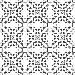 Geometric pattern of lines.  Black and white pattern for web page, textures, card, poster, fabric, textile.