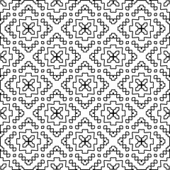 Geometric pattern of lines.  Black and white pattern for web page, textures, card, poster, fabric, textile.