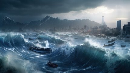 Tsunami - Climate Change - obrazy, fototapety, plakaty