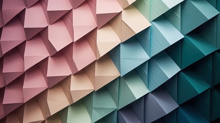 Plakat Abstract geometric paper cut 3D texture banner pastel background.