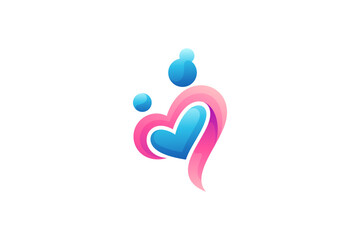 family love care creative 3D logo concept