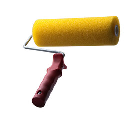 Yellow Paint roller on a isolated background