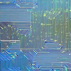 A futuristic circuit board pattern in shades of blue and green3, Generative AI