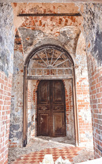 Fototapeta na wymiar the interior of abandoned temple, interior of abandoned building
