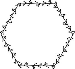 Hexagon Frame Flower frame leaf wreath Frame picture vector photo frame floral border Black decoration romantic winner award congratulations wedding anniversary birthday new year newborn Christmas