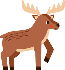 Vector illustration of cartoon cute moose isolated on white background.