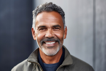 Smiling 50 year old man. Generative AI.