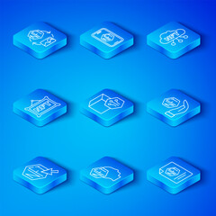 Set line NFT Digital crypto art, cloud, and contract icon. Vector