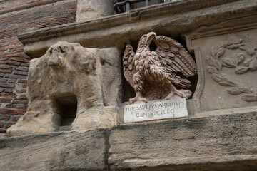 old eagle sculpture in Bologna