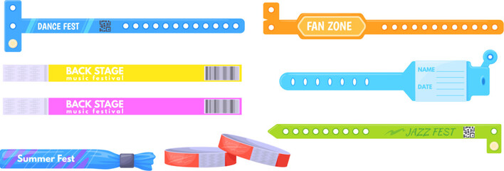Plastic bracelets. Bracelet vip entry to backstage party, concert festival event access, wristband entrance pass control