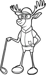 sport funny animal  moose playing golf