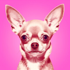 Chihuahua dog on pink background Generative AI