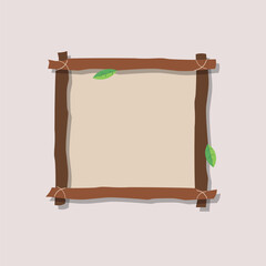 Frame of leaves  for message advertising sales. Wooden photo frame. Sale banner design. Message banner illustration for phrases and quotes.