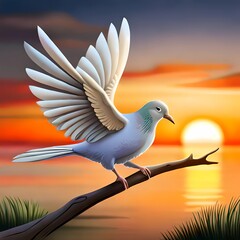 Friedenstaube vor Sonnenuntergang