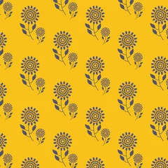 Gordijnen Daisy flower vector pattern Illusration floral background © henu7799