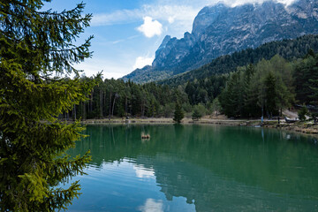 Völser Weiher lake in South Tyrol
