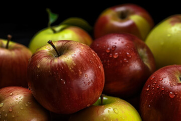 red and green apples on a table